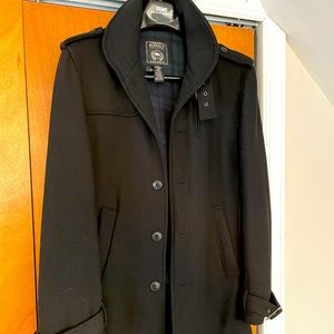 Buffalo David bitton military styled pea coat. Black size medium